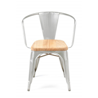 Tolix Marais Armchair Wood Seat